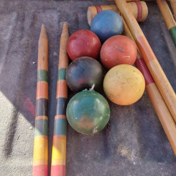 Vintage Wood Croquet Set - South Bend Toy Company - Nice 6 Player Croquet Set - Picture 3 of 6